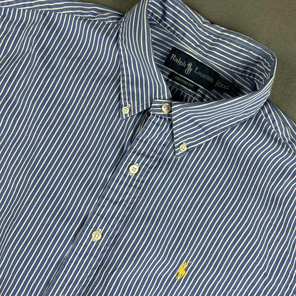 Ralph Lauren shirt mens XXL blue stripe button down preppy Oxford pony logo